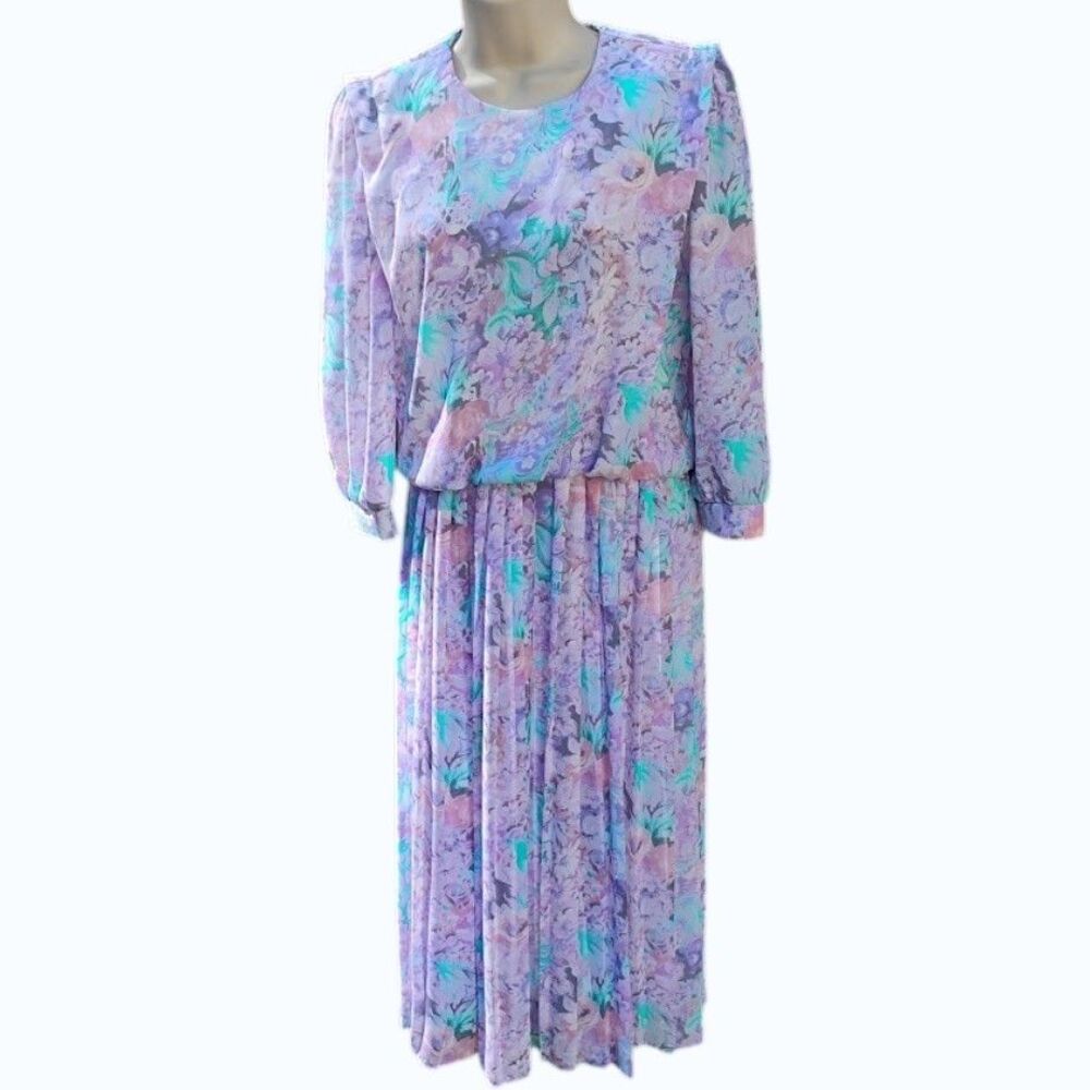 Vintage Floral Midi Dress VLP Petites Size 4 Small Cottagecore Coquette Fairy